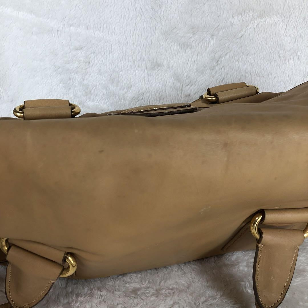 PRADA PRADA Hand Bag Tote Purse Boston Bag Leather Brown Authentic