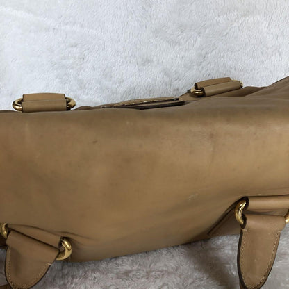 PRADA PRADA Hand Bag Tote Purse Boston Bag Leather Brown Authentic