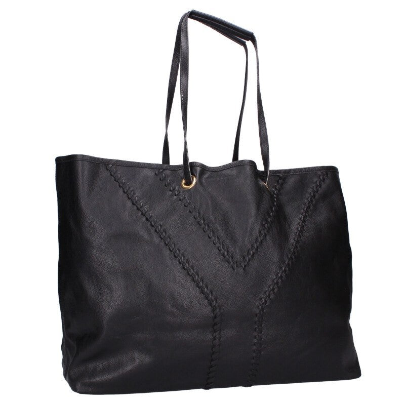 Saint Laurent Hand Bag Tote Purse Y Line Black Brown Authentic