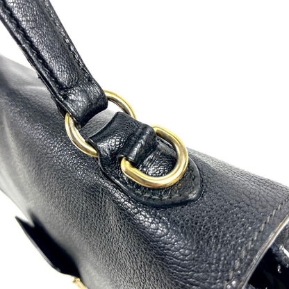 MIU MIU Hand Shoulder Bag Tote Purse 2way Logo Leather Black Authentic