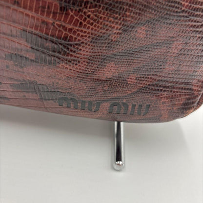 MIU MIU Hand Shoulder Bag Tote Purse Leather Bordeaux Authentic