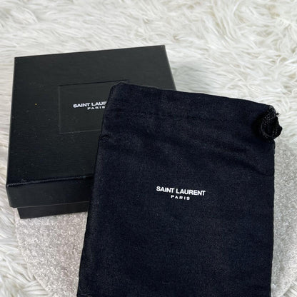 Saint Laurent Card Case Holder Wallet Compact Purse Logo Black Authentic