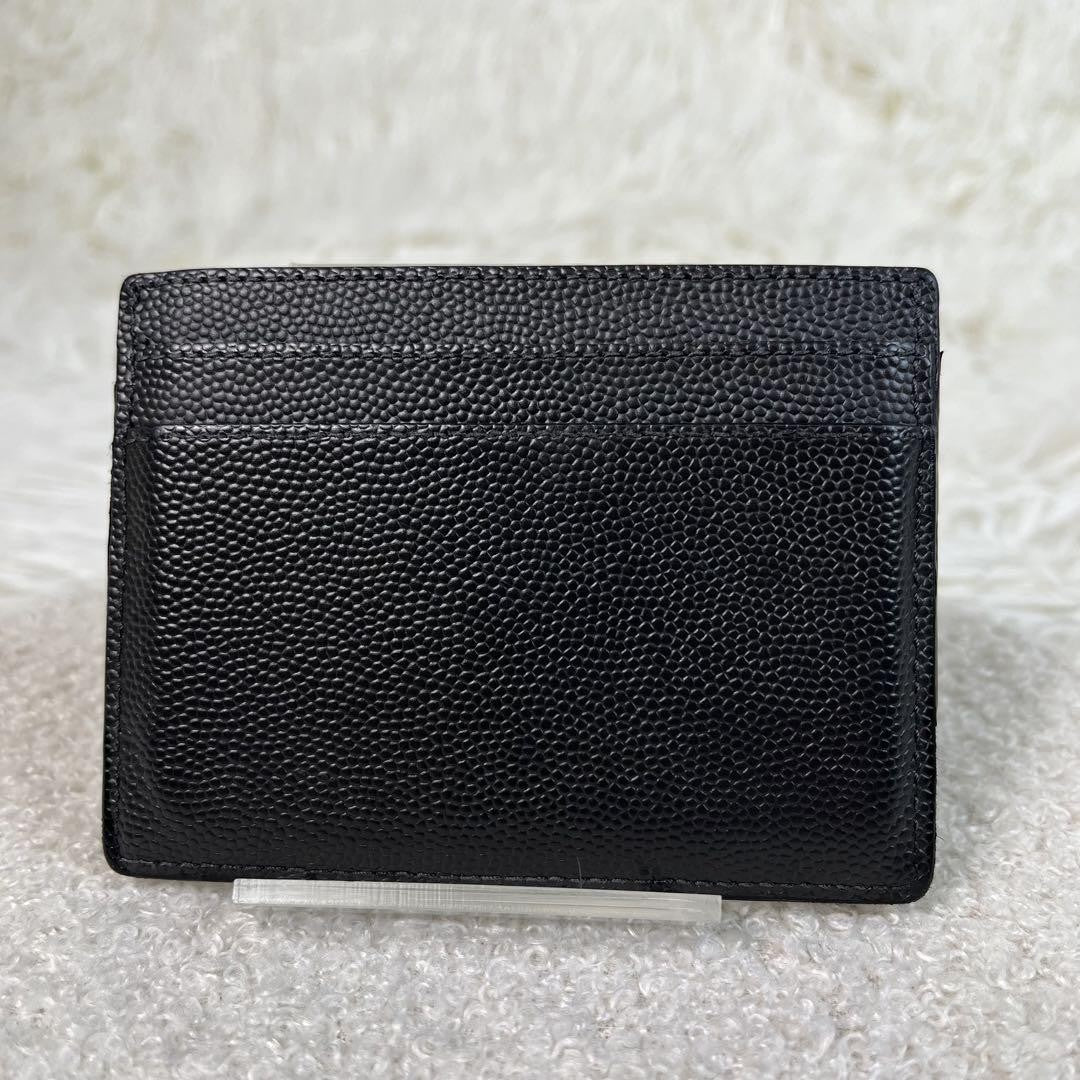 Saint Laurent Card Case Holder Wallet Compact Purse Logo Black Authentic