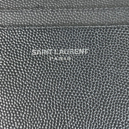 Saint Laurent Card Case Holder Wallet Compact Purse Logo Black Authentic