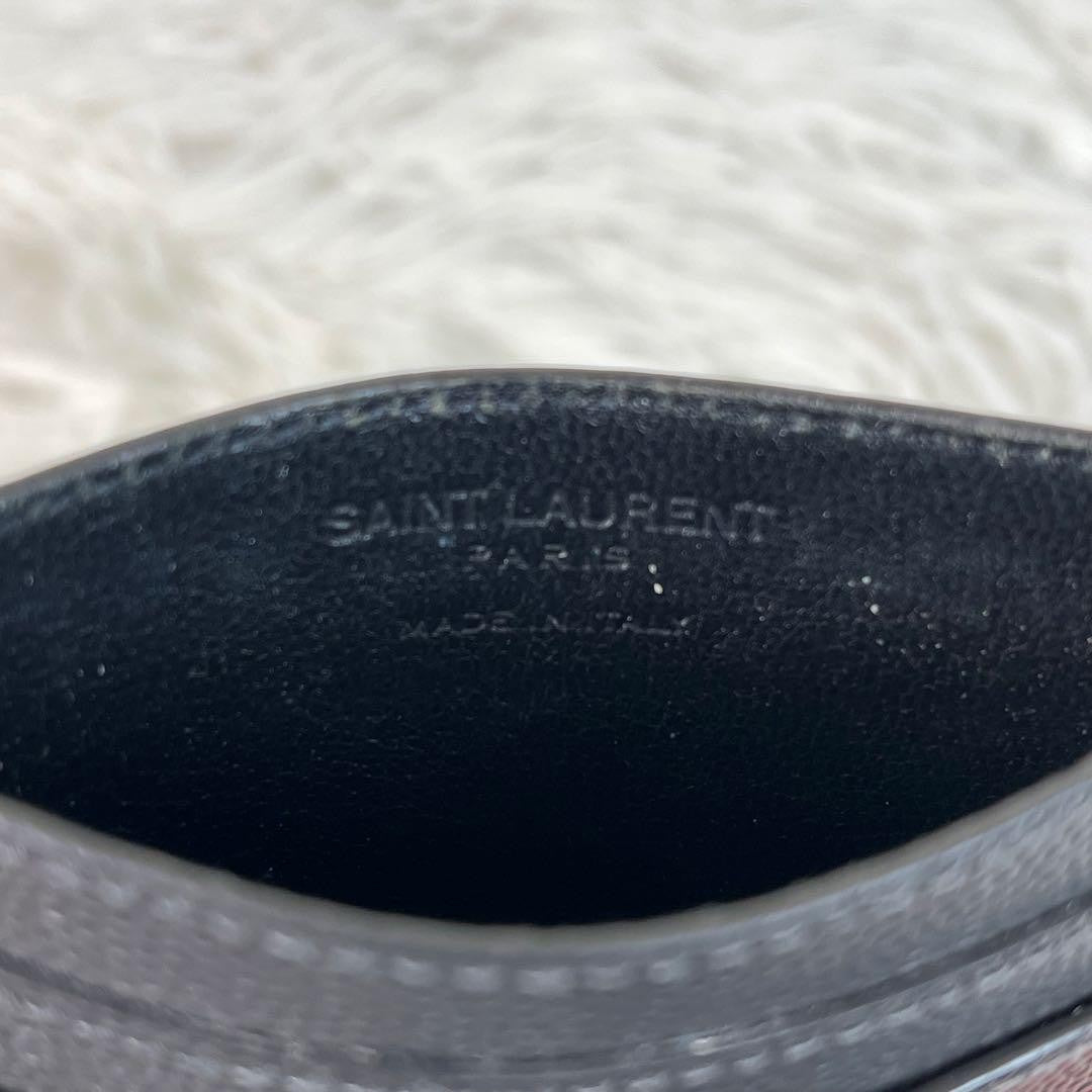 Saint Laurent Card Case Holder Wallet Compact Purse Logo Black Authentic
