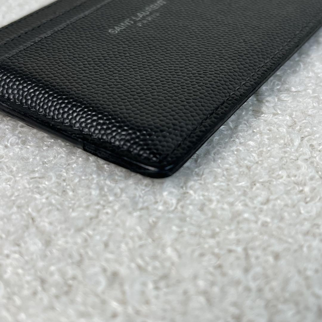 Saint Laurent Card Case Holder Wallet Compact Purse Logo Black Authentic
