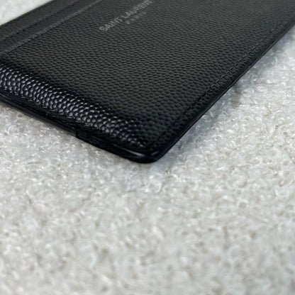 Saint Laurent Card Case Holder Wallet Compact Purse Logo Black Authentic