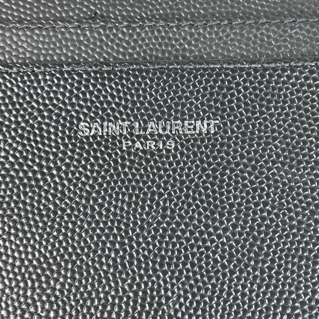 Saint Laurent Card Case Holder Wallet Compact Purse Logo Black Authentic