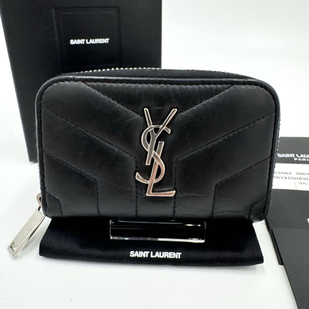 Saint Laurent Coin Case Card Holder Wallet Purse Compact YSL Cassandra Black