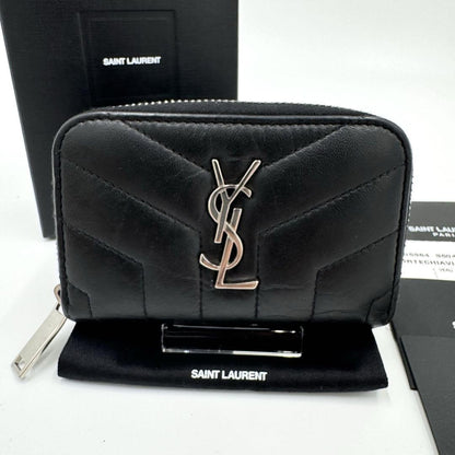 Saint Laurent Coin Case Card Holder Wallet Purse Compact YSL Cassandra Black