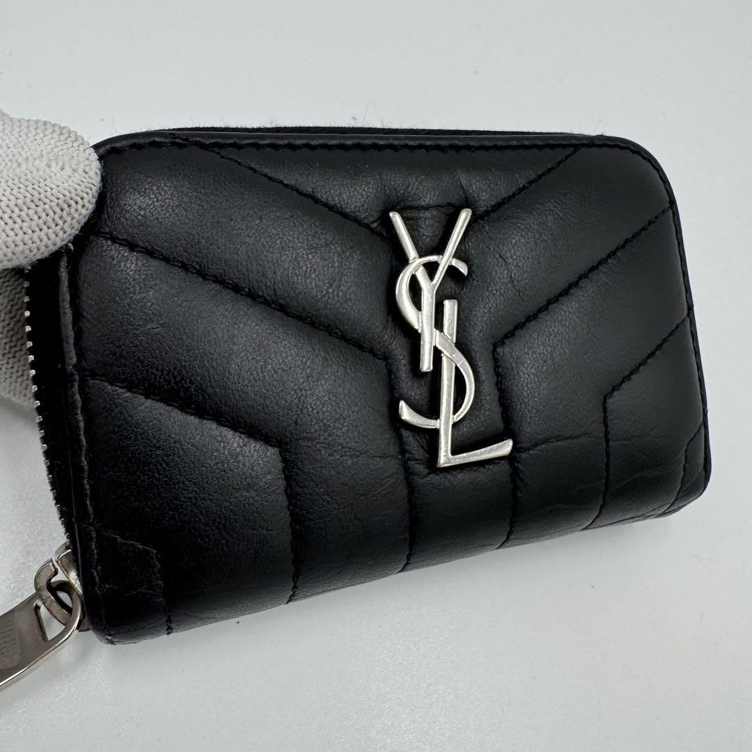 Saint Laurent Coin Case Card Holder Wallet Purse Compact YSL Cassandra Black