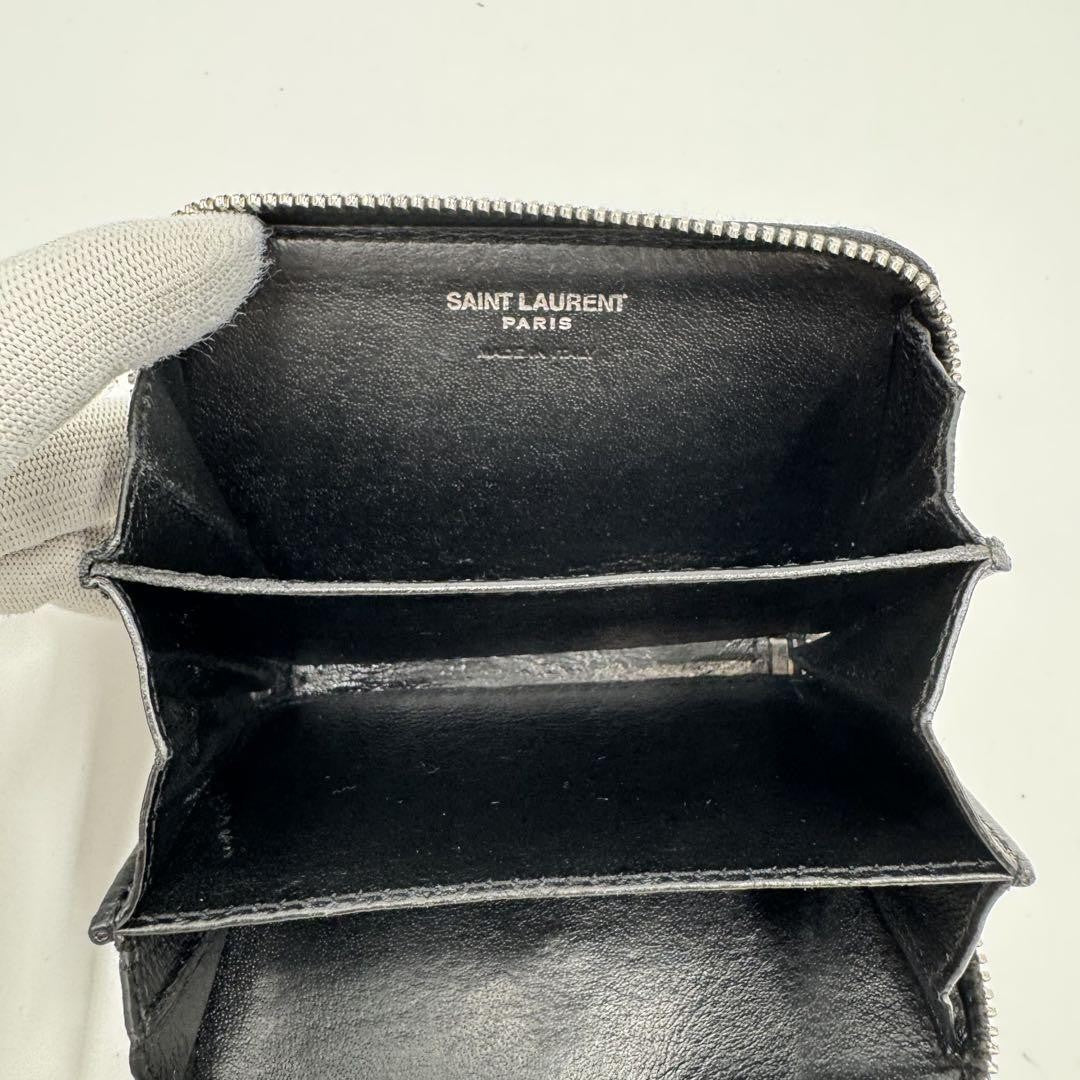 Saint Laurent Coin Case Card Holder Wallet Purse Compact YSL Cassandra Black