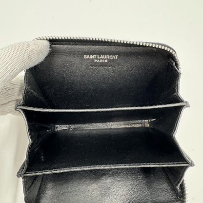 Saint Laurent Coin Case Card Holder Wallet Purse Compact YSL Cassandra Black