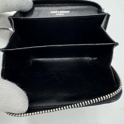 Saint Laurent Coin Case Card Holder Wallet Purse Compact YSL Cassandra Black