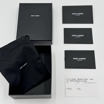 Saint Laurent Coin Case Card Holder Wallet Purse Compact YSL Cassandra Black