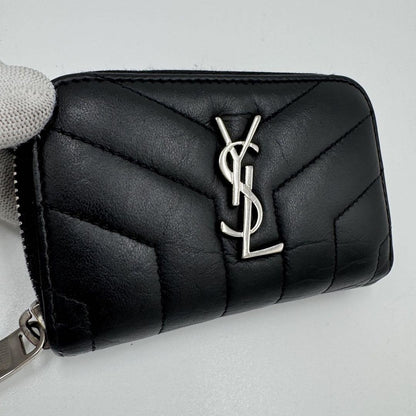 Saint Laurent Coin Case Card Holder Wallet Purse Compact YSL Cassandra Black