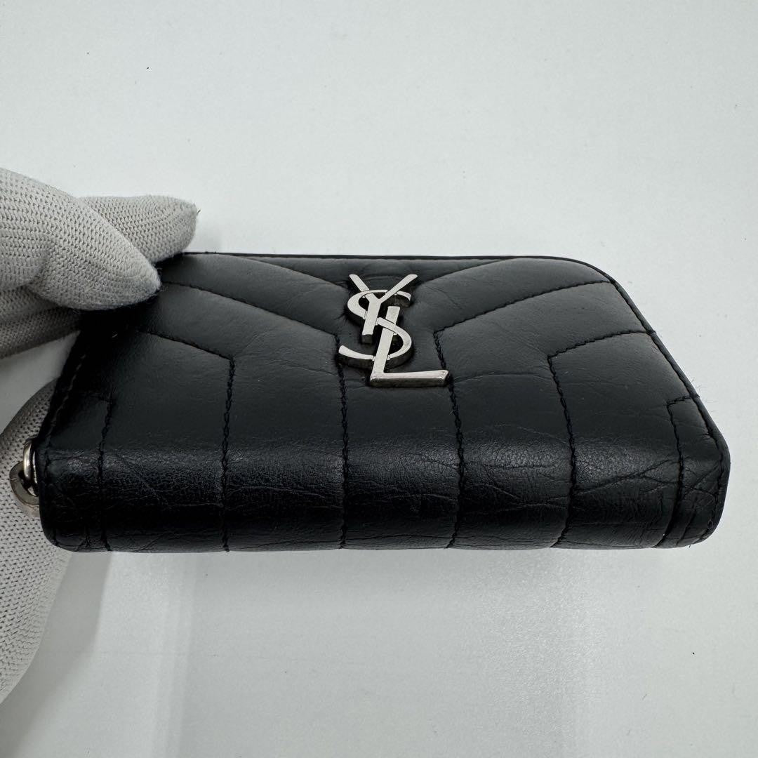 Saint Laurent Coin Case Card Holder Wallet Purse Compact YSL Cassandra Black