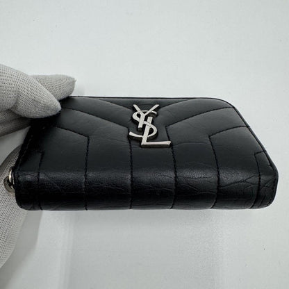 Saint Laurent Coin Case Card Holder Wallet Purse Compact YSL Cassandra Black
