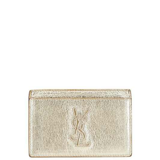Saint Laurent Card Case Holder Wallet Compact Purse YSL Cassandra Gold Authentic