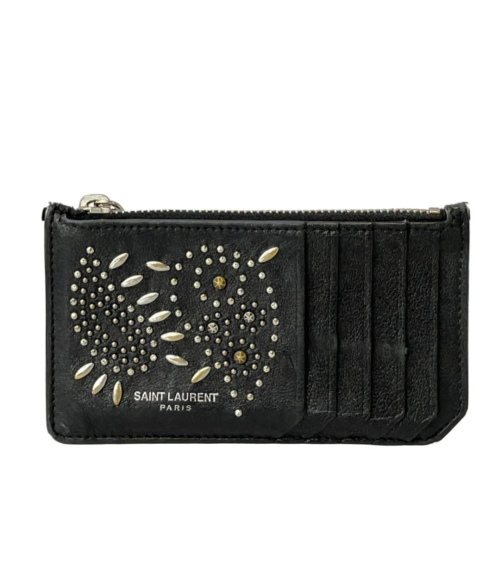 Saint Laurent Paris Card Case Holder Wallet Compact Purse Logo Black Authentic