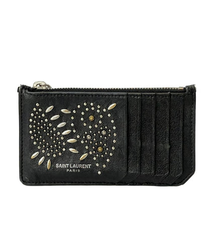 Saint Laurent Paris Card Case Holder Wallet Compact Purse Logo Black Authentic
