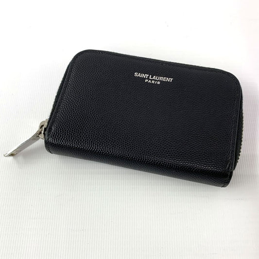 Saint Laurent Paris Coin Case Card Holder Wallet Purse Compact Logo Black Auth