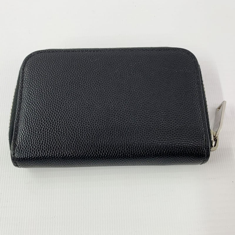 Saint Laurent Paris Coin Case Card Holder Wallet Purse Compact Logo Black Auth