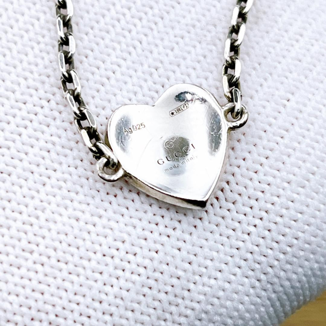 GUCCI Bracelet Bangle Interlocking G Heart Silver Ag925 Women Accessory Auth