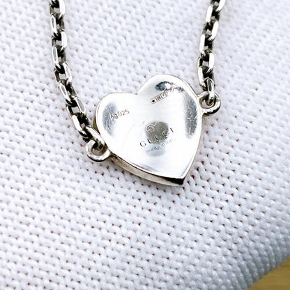 GUCCI Bracelet Bangle Interlocking G Heart Silver Ag925 Women Accessory Auth