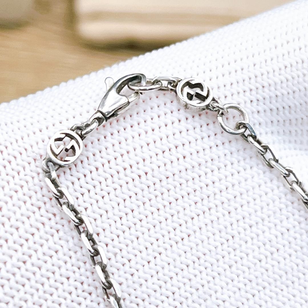 GUCCI Bracelet Bangle Interlocking G Heart Silver Ag925 Women Accessory Auth