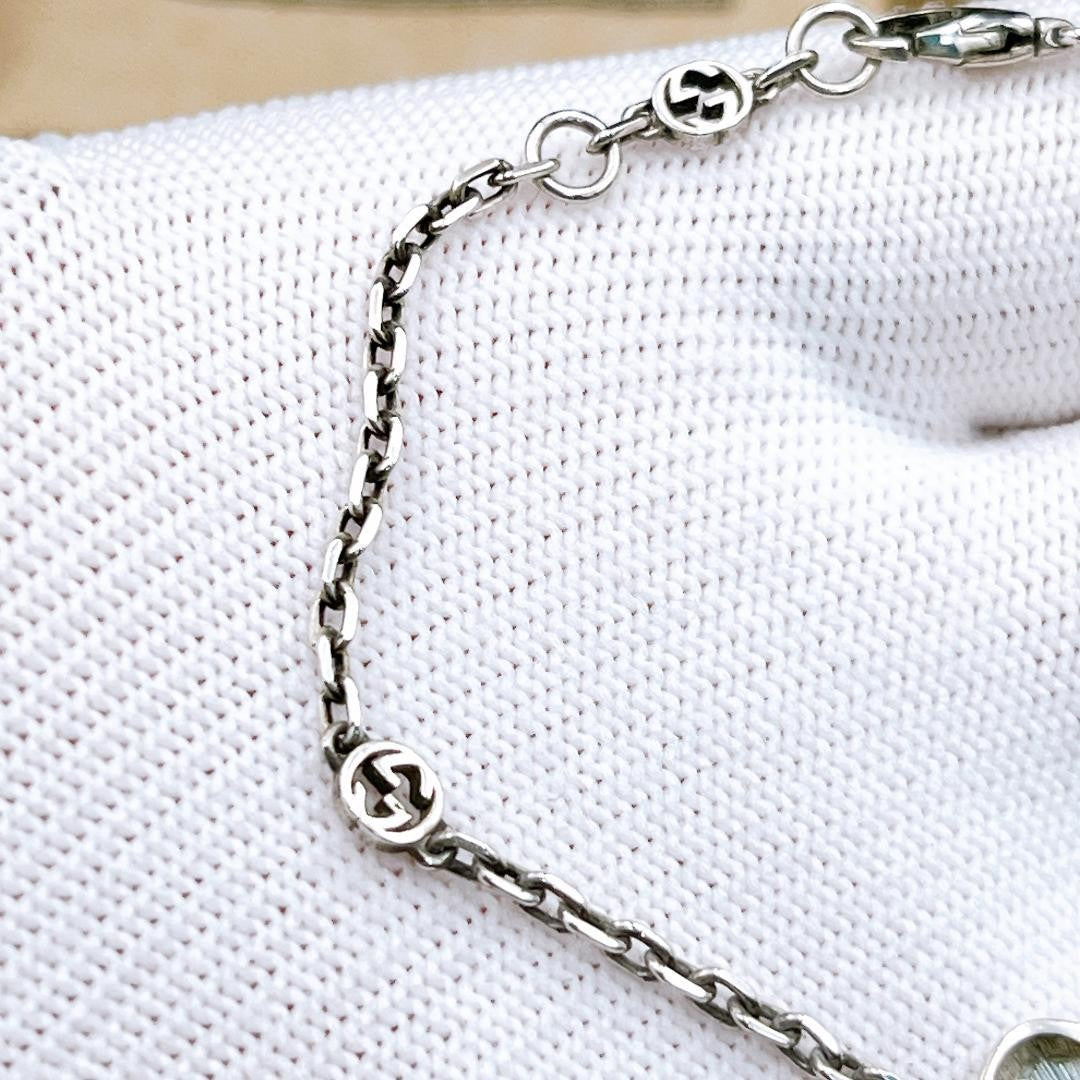 GUCCI Bracelet Bangle Interlocking G Heart Silver Ag925 Women Accessory Auth