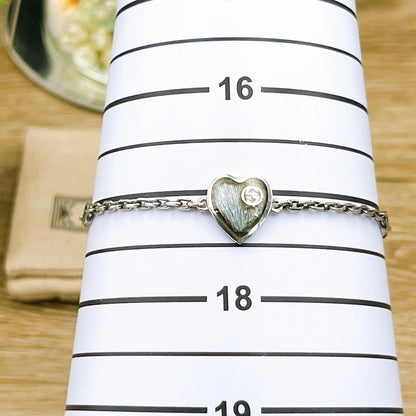 GUCCI Bracelet Bangle Interlocking G Heart Silver Ag925 Women Accessory Auth