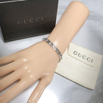 GUCCI Bracelet Bangle Cutout Chain Silver 925 Women Accessory Authentic