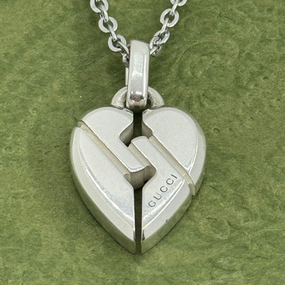 GUCCI Necklace Pendant Knot Heart Silver 925 Women Accessory Authentic