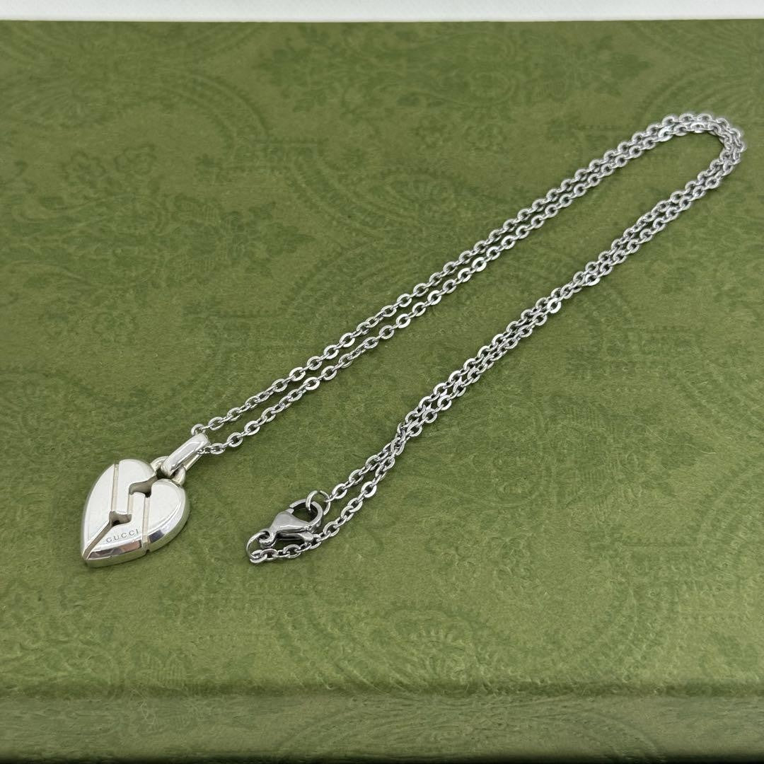 GUCCI Necklace Pendant Knot Heart Silver 925 Women Accessory Authentic