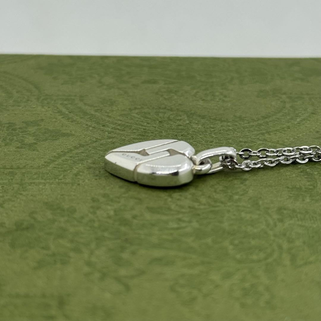 GUCCI Necklace Pendant Knot Heart Silver 925 Women Accessory Authentic