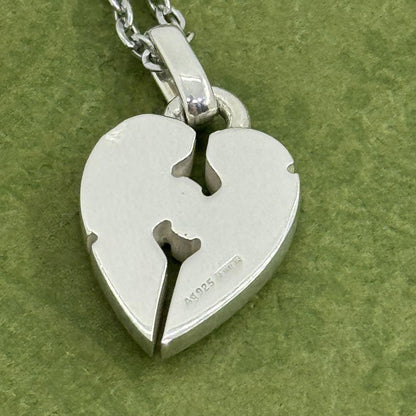 GUCCI Necklace Pendant Knot Heart Silver 925 Women Accessory Authentic