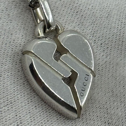 GUCCI Necklace Pendant Knot Heart Silver 925 Women Accessory Authentic