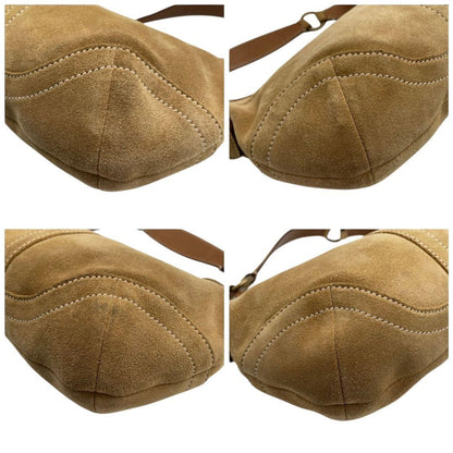 COACH Hand Bag Tote Purse 9658 Suede Leather Brown Authentic