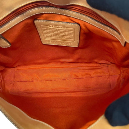 COACH Shoulder Bag Purse Hobo Canvas Leather Brown Camel Authentic