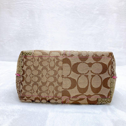COACH Accessory Pouch Hand Pouch Canvas Pink Brown Authentic