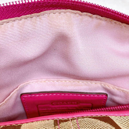 COACH Accessory Pouch Hand Pouch Canvas Pink Brown Authentic