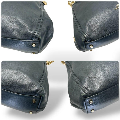 COACH Hand Bag Tote Purse Chain Leather Authentic