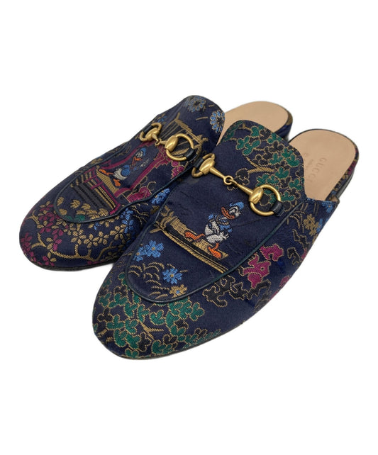 GUCCI DISNEY Mule Shoes EU 37 US 7 Navy Authentic
