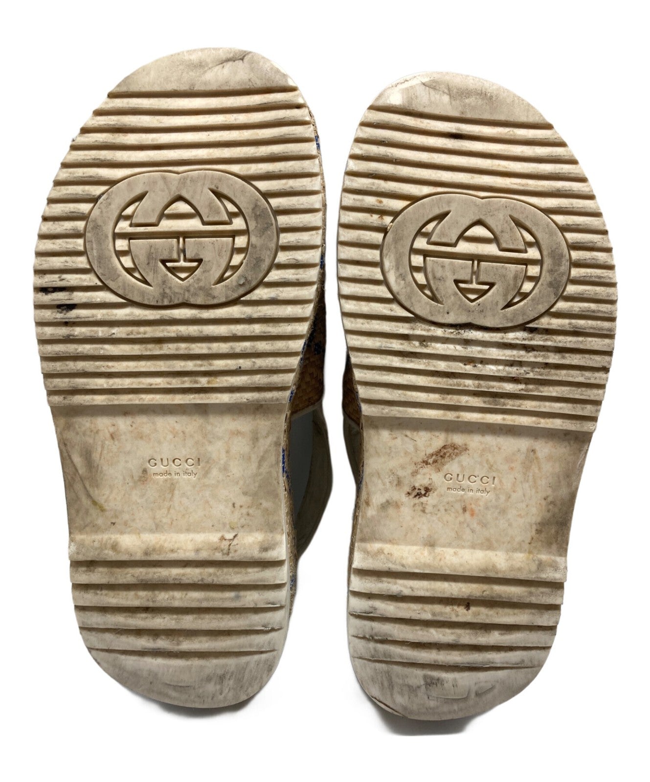 GUCCI Sandals Shoes GG Platform Raffia EU 36.5 US 6.5 Beige Authentic