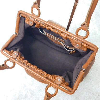 TOD'S Hand Bag Tote Purse Leather Light Brown Camel Authentic