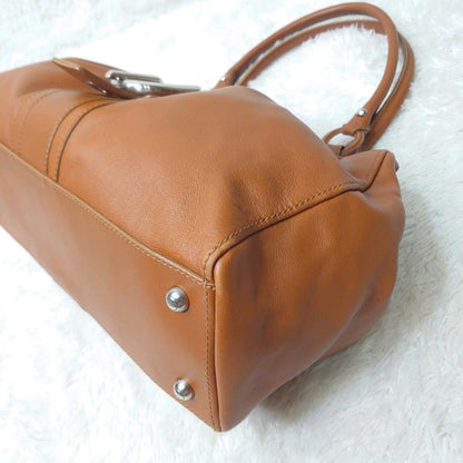 TOD'S Hand Bag Tote Purse Leather Light Brown Camel Authentic