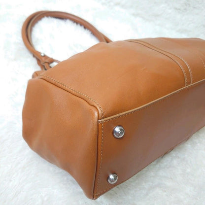 TOD'S Hand Bag Tote Purse Leather Light Brown Camel Authentic