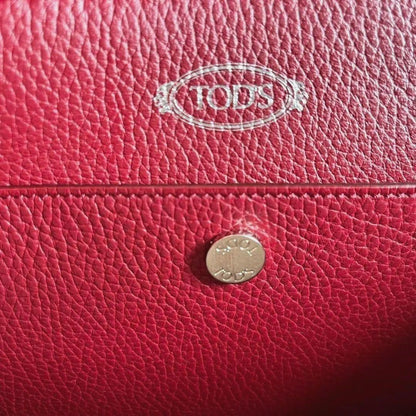 TOD'S Hand Bag Tote Purse SHOPPING PICCOLA Leather Red Authentic