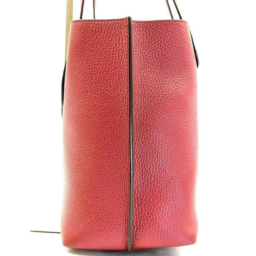 TOD'S Hand Bag Tote Purse SHOPPING PICCOLA Leather Red Authentic